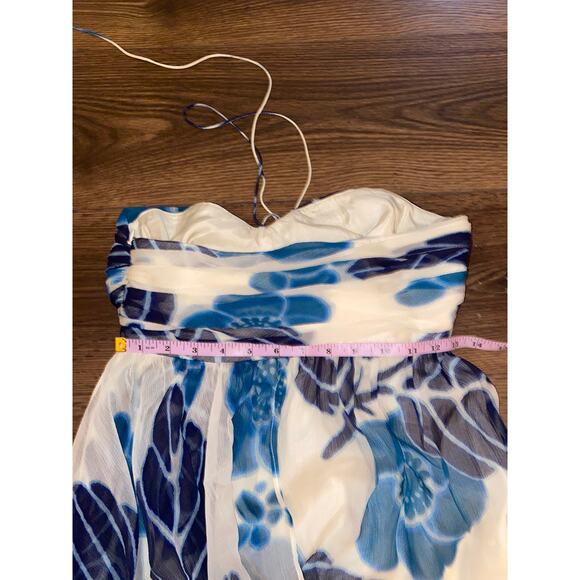 Tibi Silk Chiffon strapless Maxi Dress Blue White/off white Size 6 - Picture 5 of 14